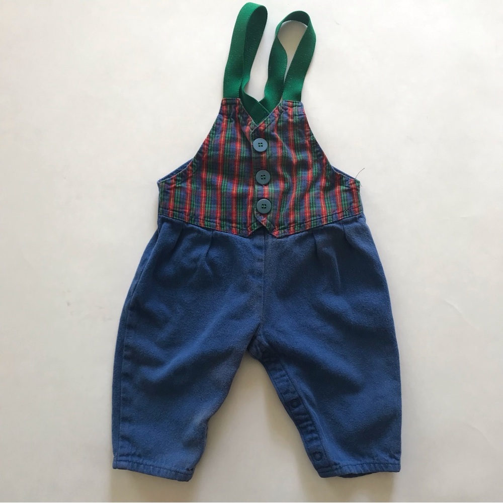 Vintage Oshkosh B’Gosh Vestbak Bib Overalls Plaid Made in USA 12 mo